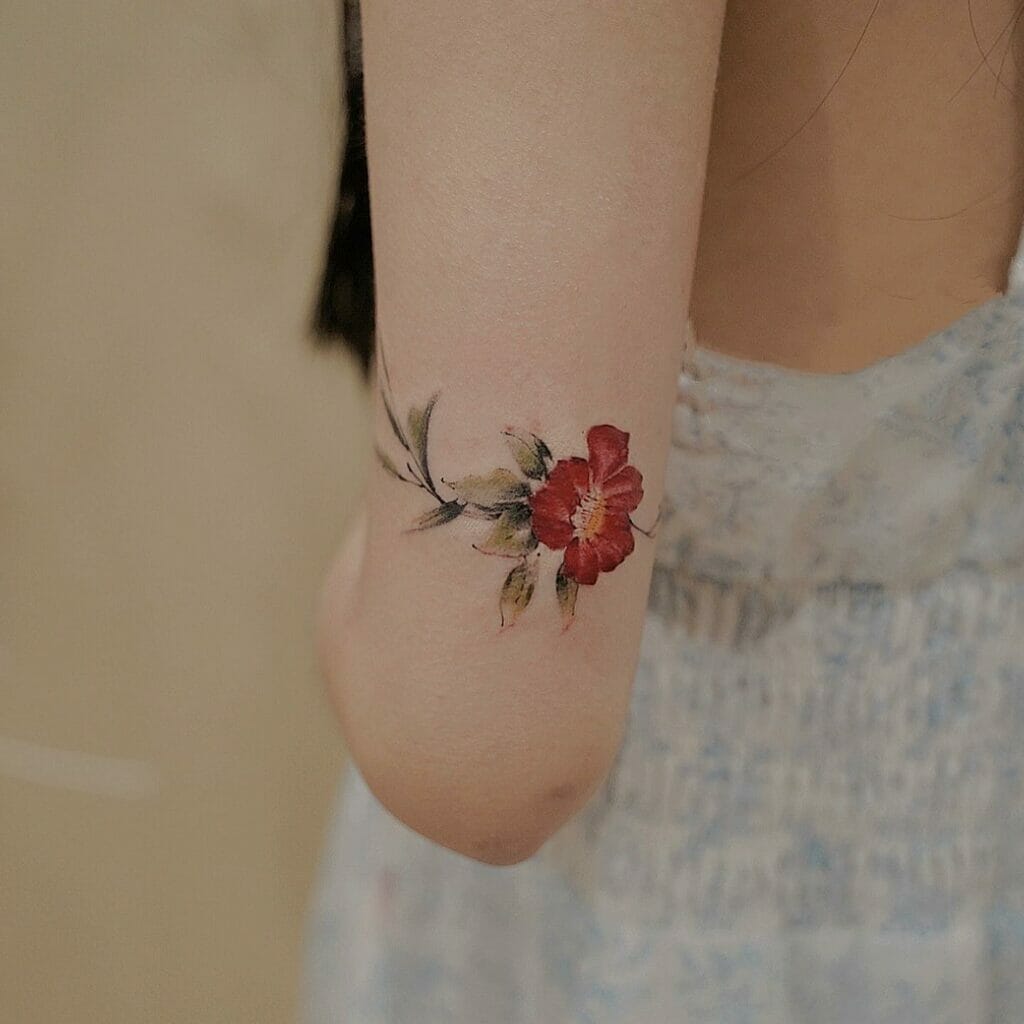 Single Camellia Flower Armband Tattoo