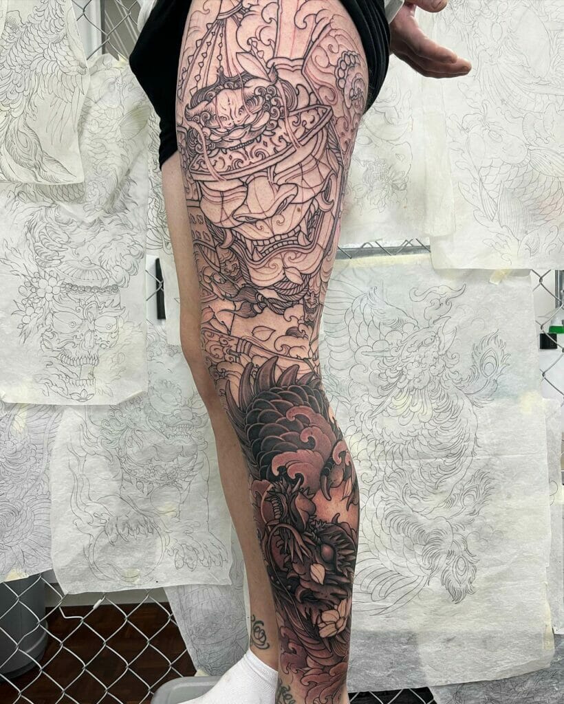 Samurai Leg Sleeve Tattoo