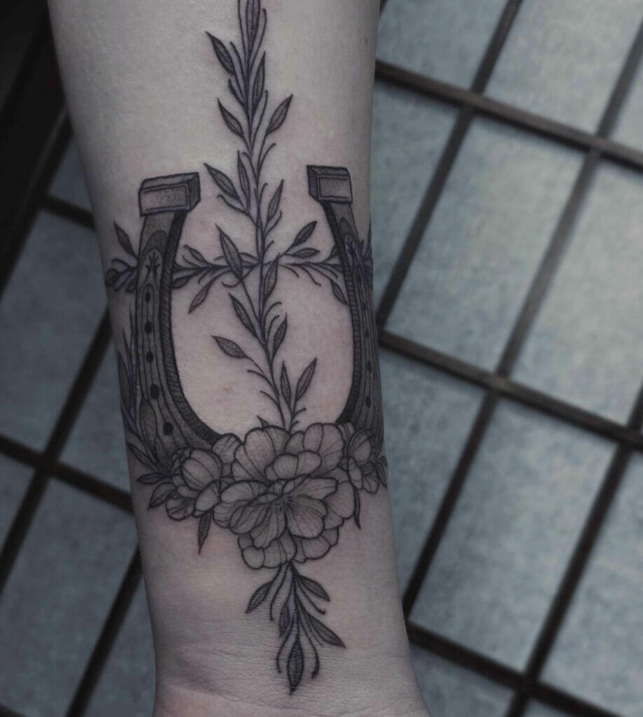 Small Horseshoe Tattoo With Cross