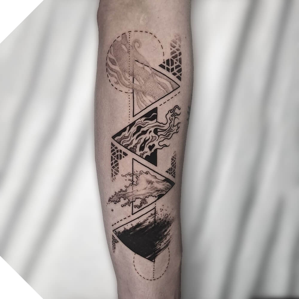 Traditional Tattoos Of Earth And Water