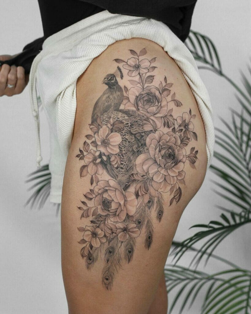 Floral Peacock Tattoo