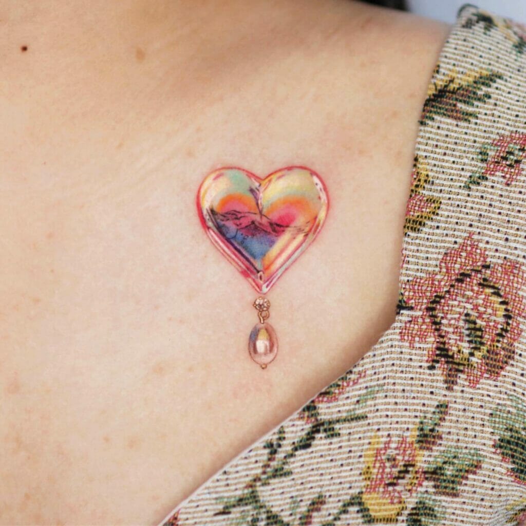 Pearl Heart Micro Realism Tattoo
