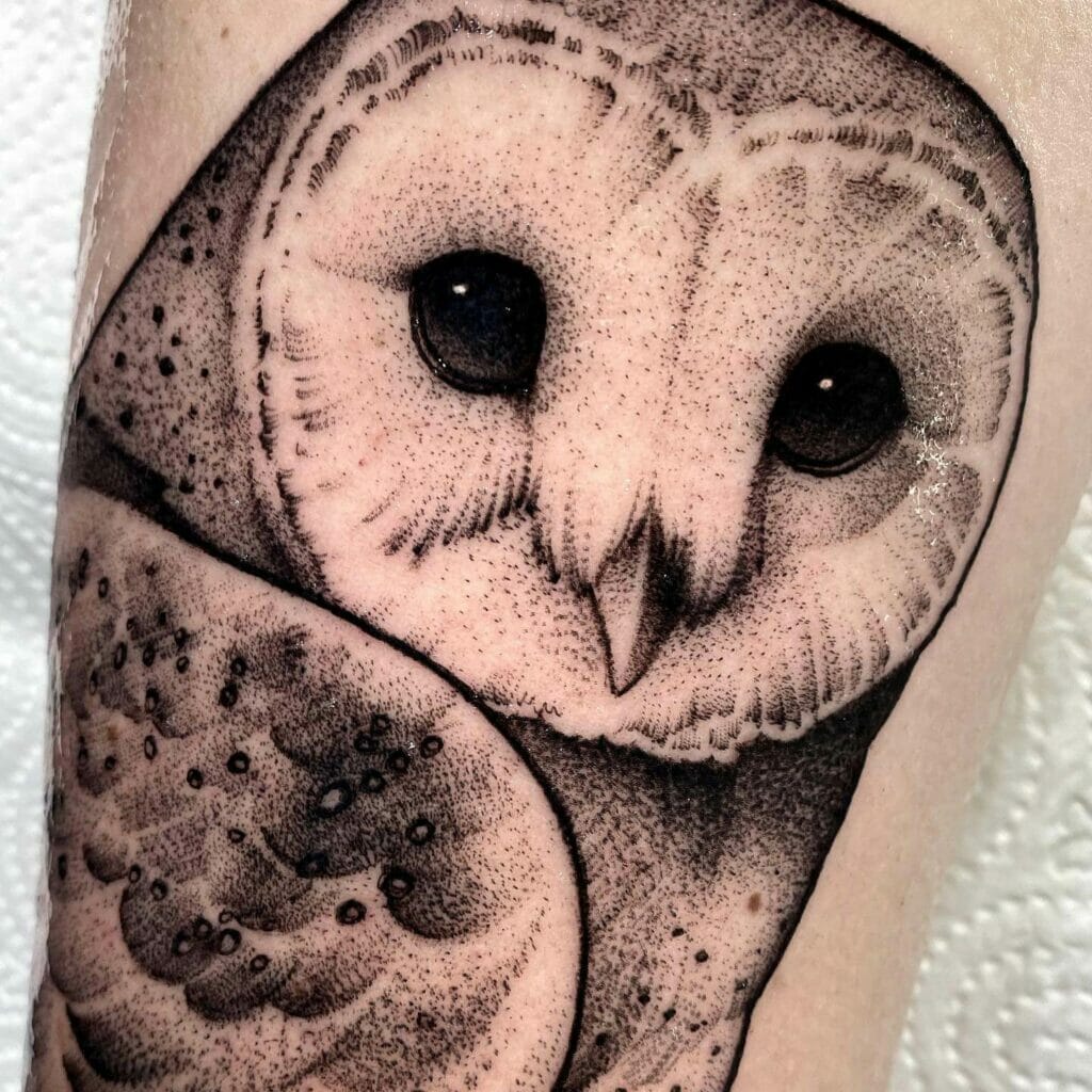 Realistic Dot Art Amazing Owl Tattoo Design