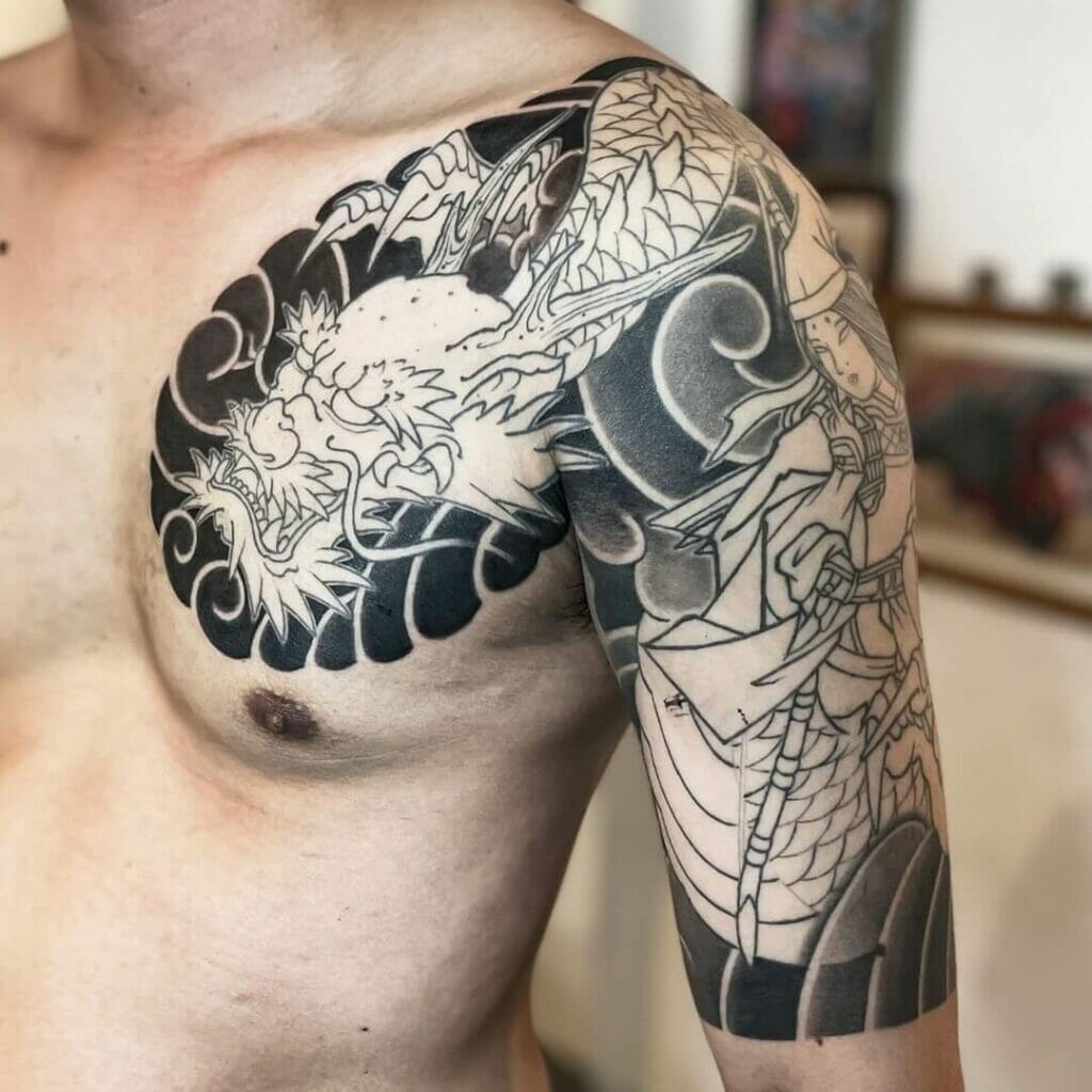 Geisha Tattoos And Dragon Tattoo Sleeve