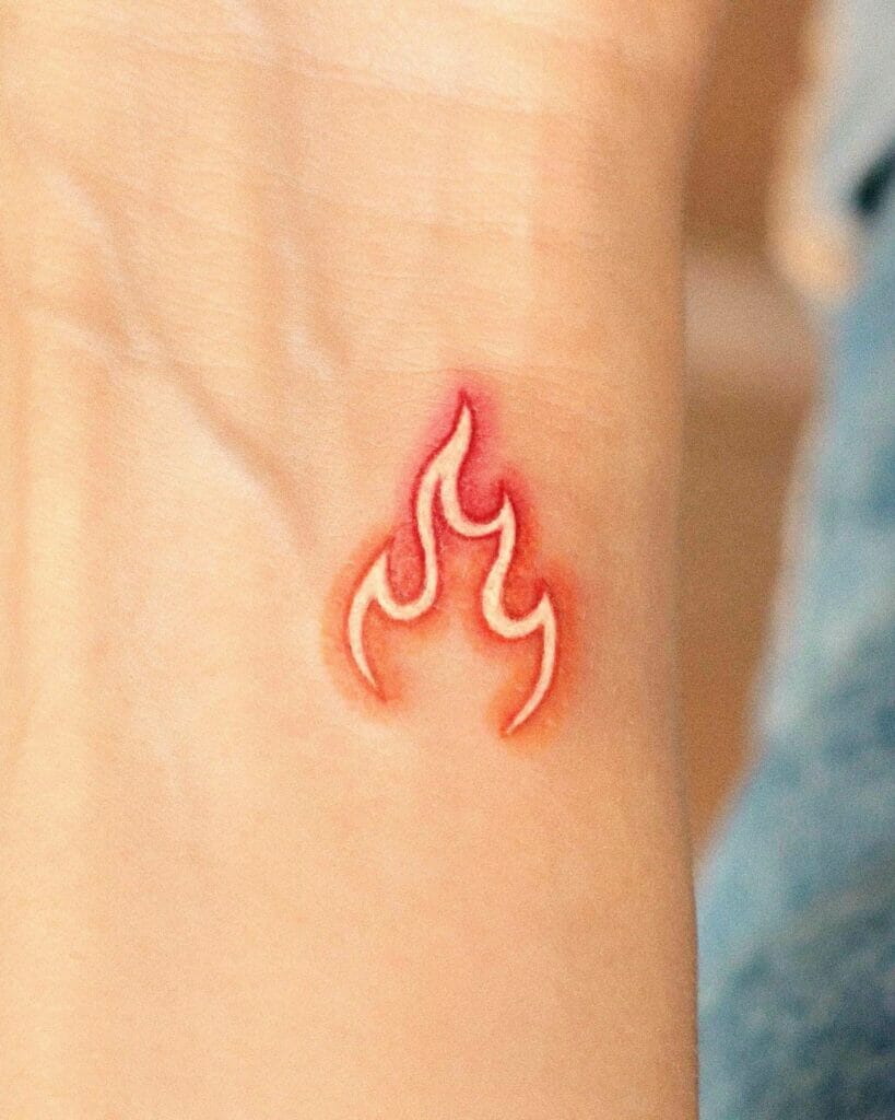Neon Flame Tattoo On Wrist