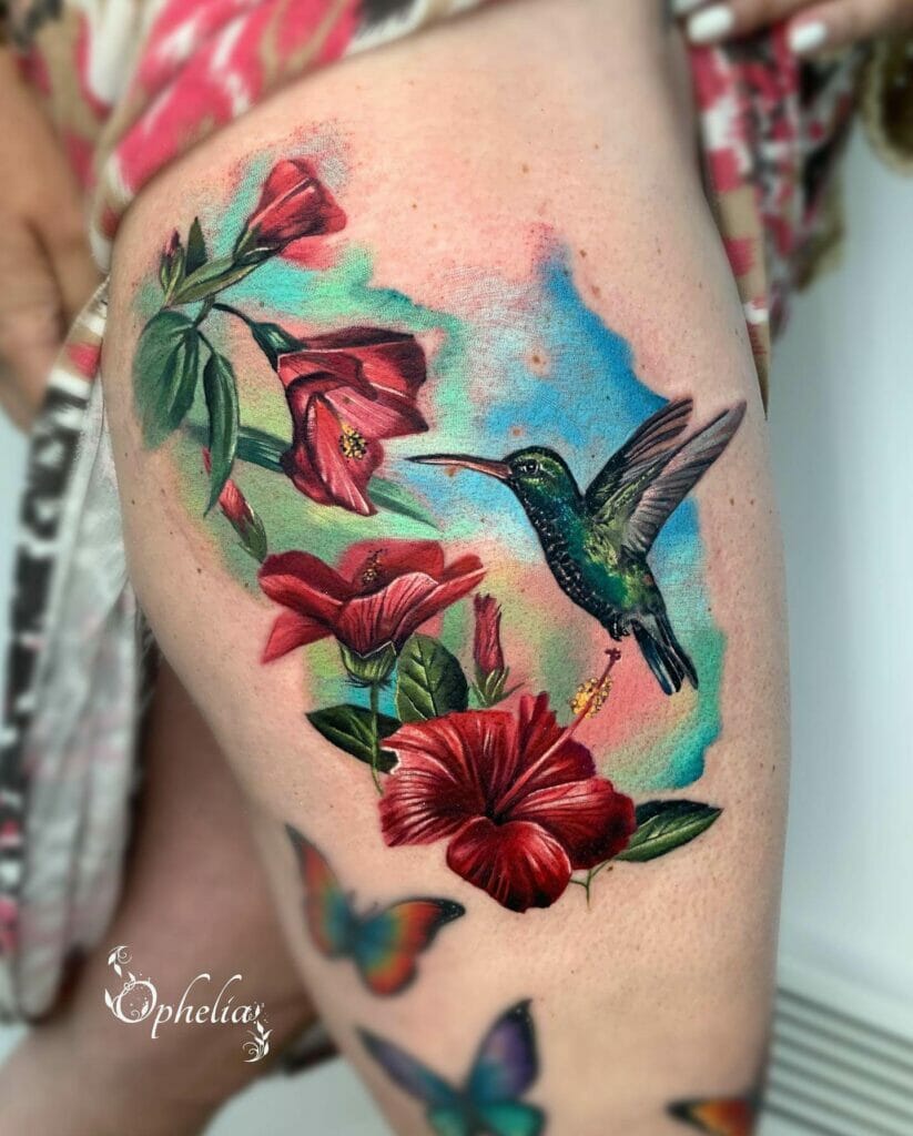 Hummingbird Wildlife Tattoo Sleeve