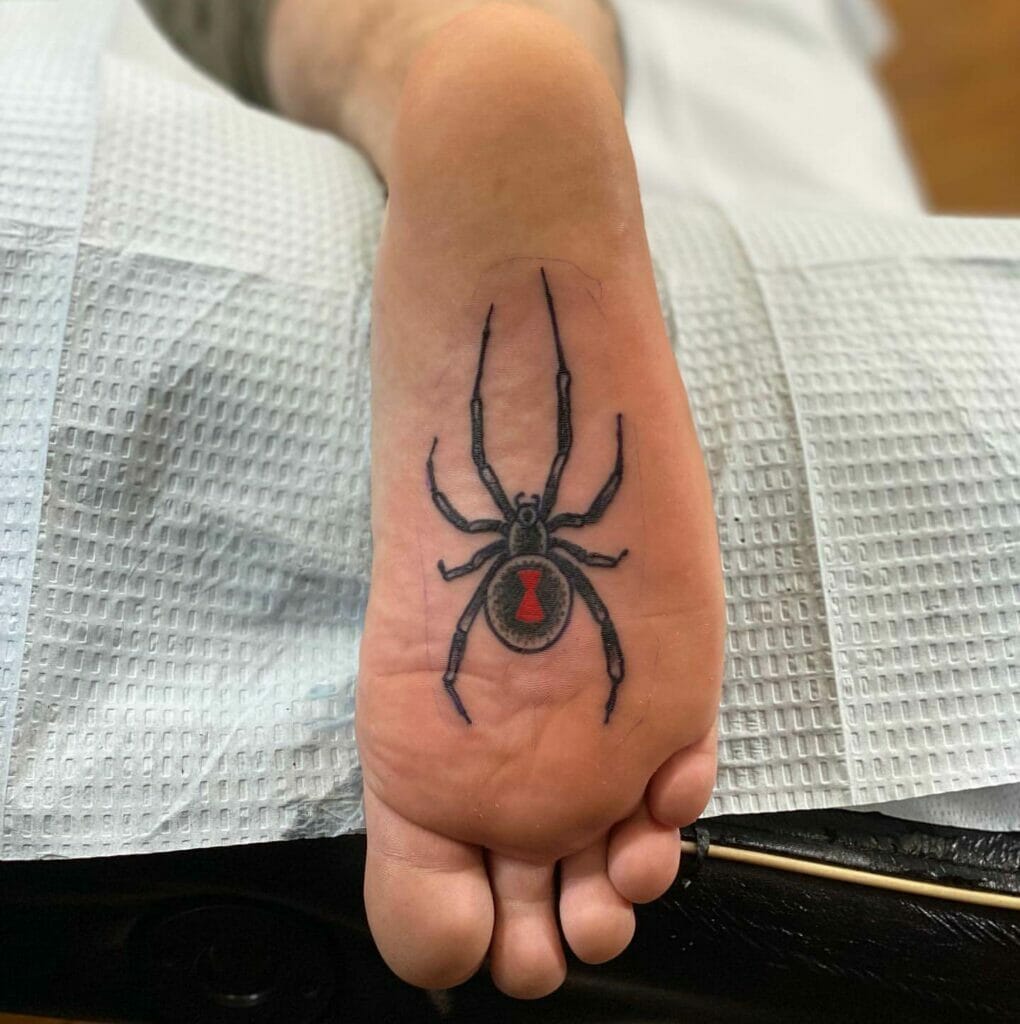 Spider Tattoo On Bottom Of Foot