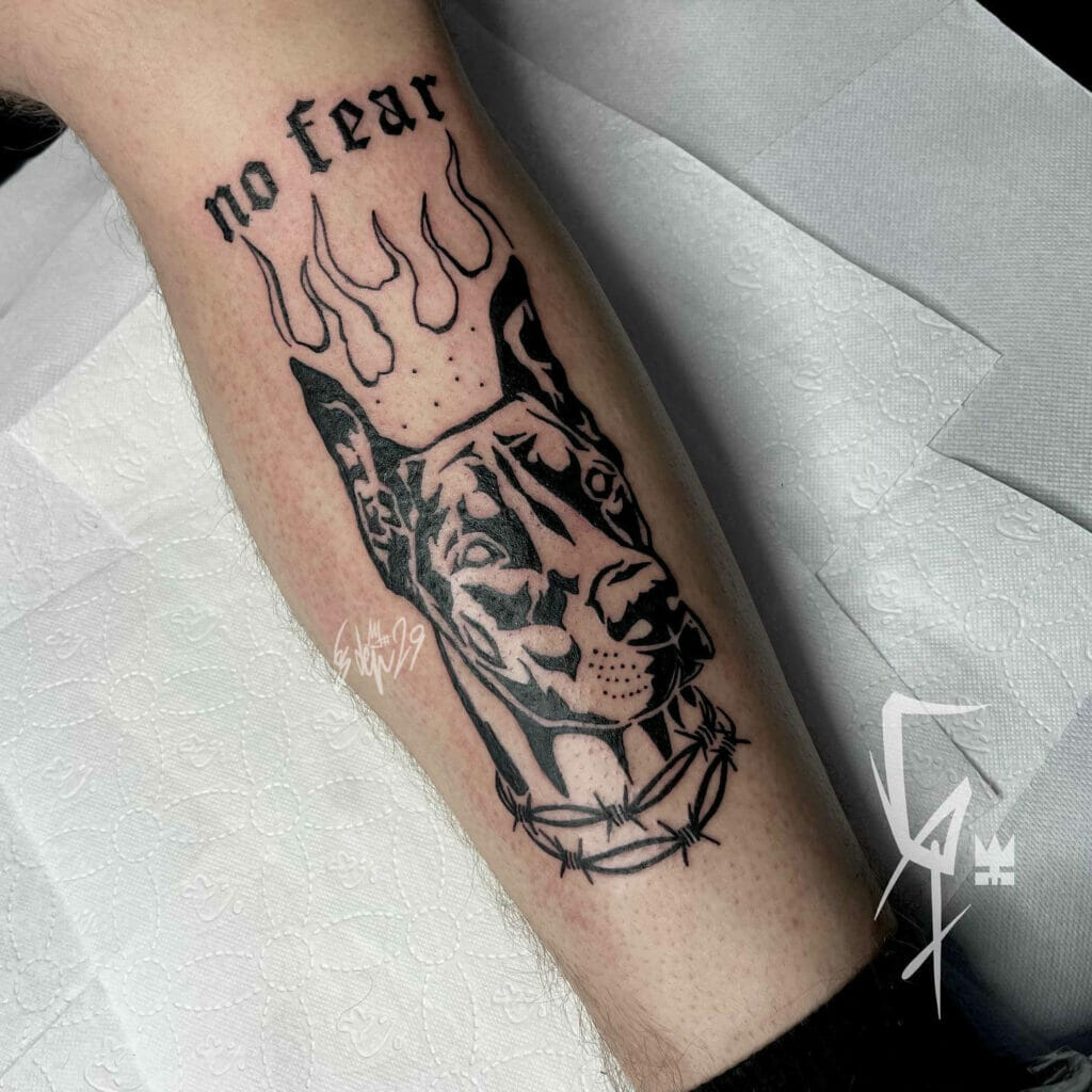 Doberman Tattoo With Words