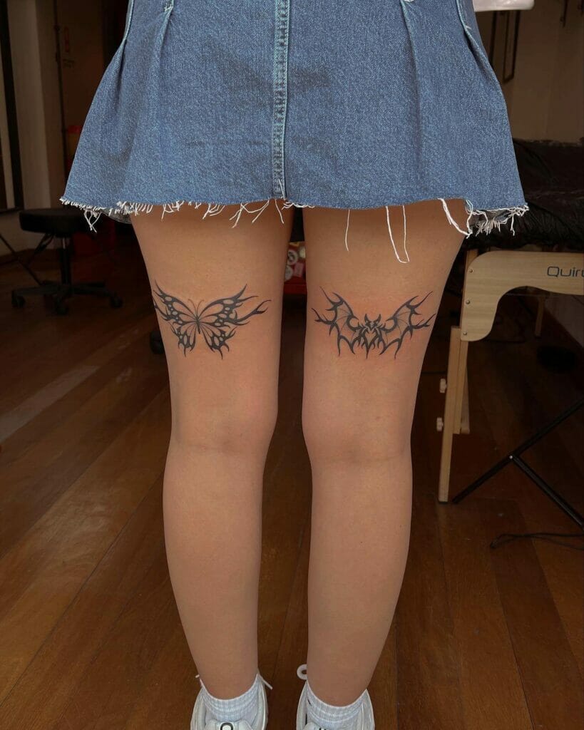 Tribal Bat x Butterfly Tattoo