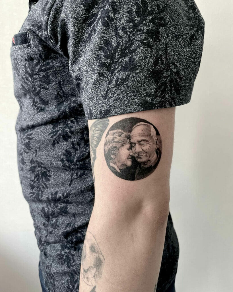 Hyper-Realistic Memorial Mom And Dad Tattoo