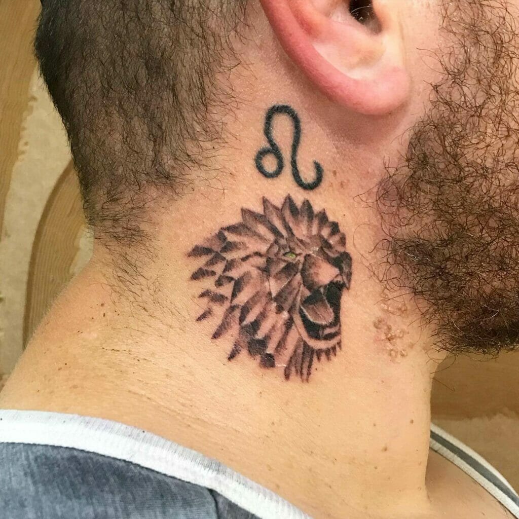 Neck Tribal Lion Tattoo