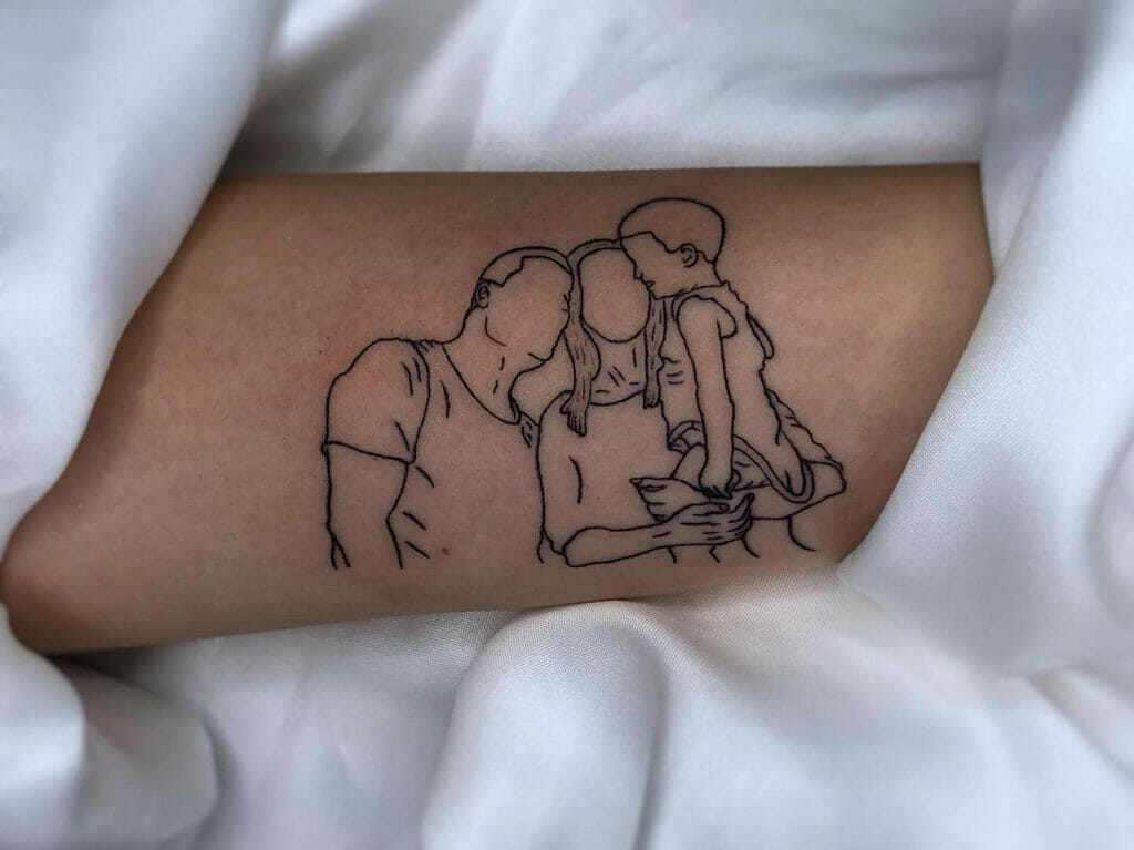 Fineline Family Tattoo For Dad And Mom