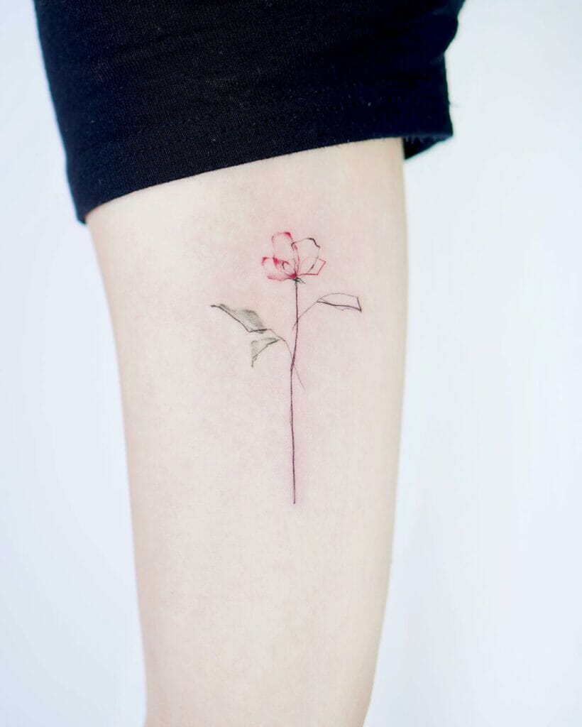 Red Rose Tattoo Small Outline