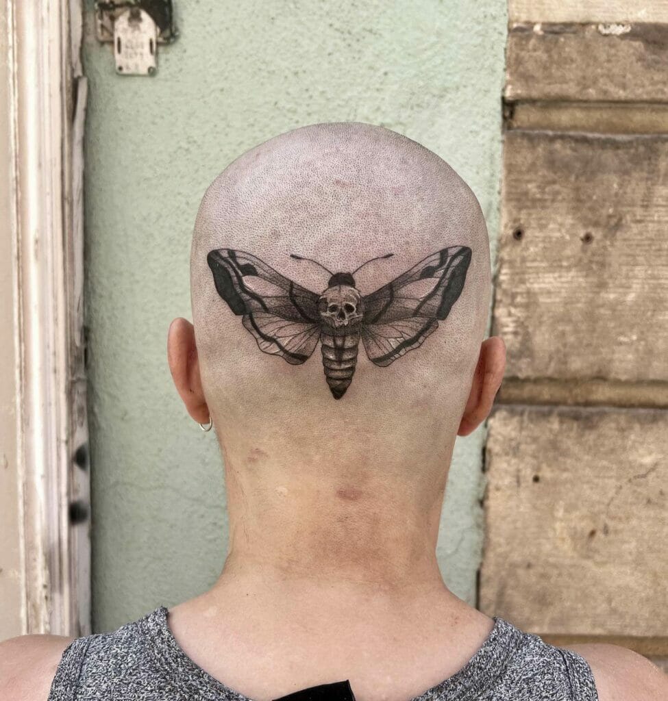 Moth Back Of Head Tattoo Ideas