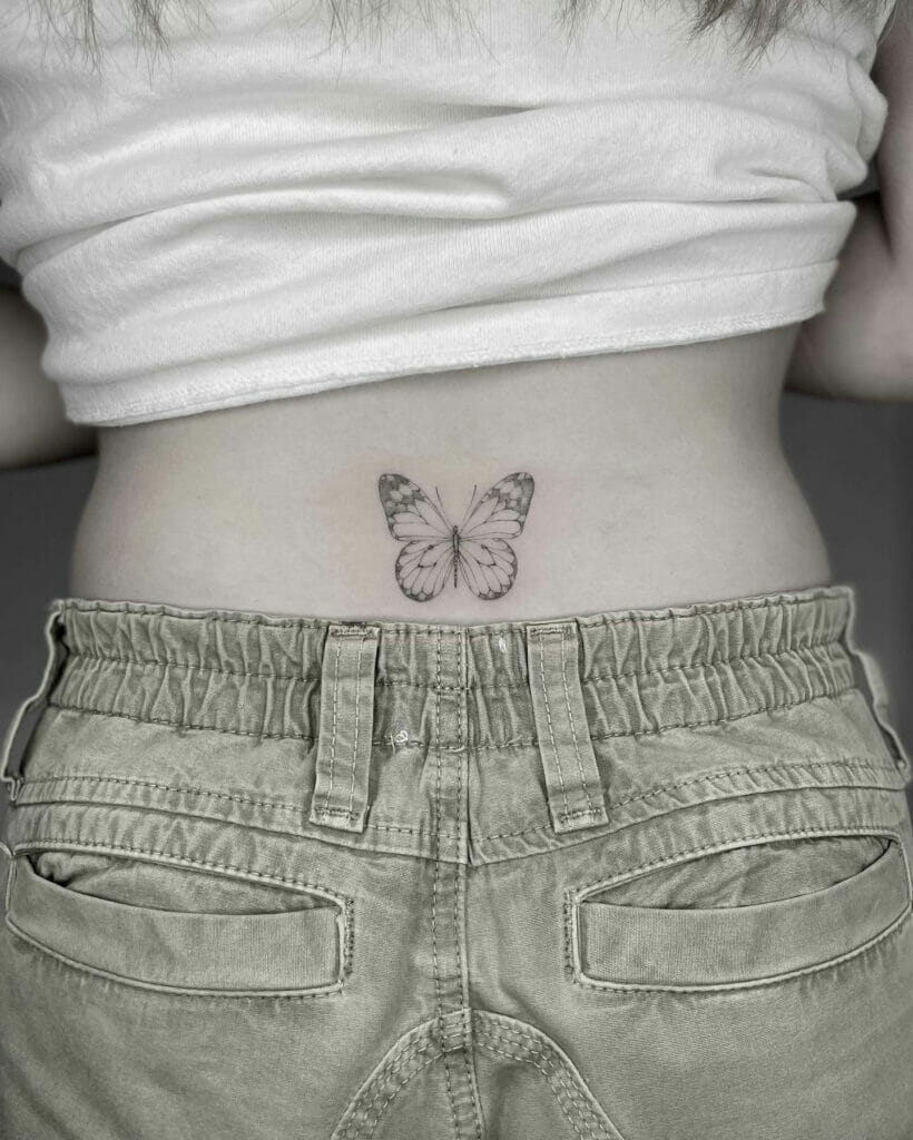 Bold Lower Back Butterfly Ink