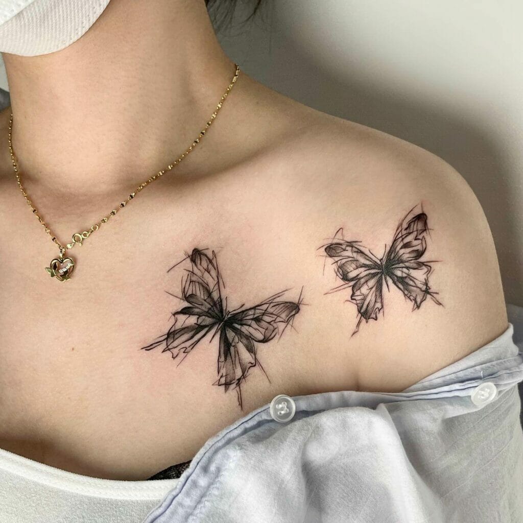 Butterfly Tattoo For Collar Bone