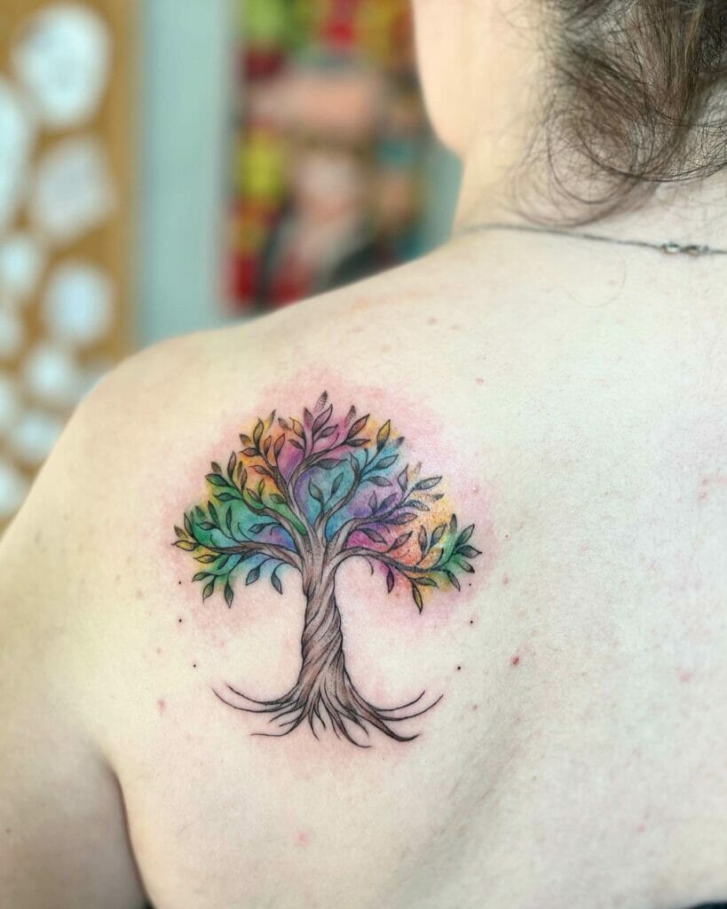 Colorful Tree Of Life Tattoo Ideas