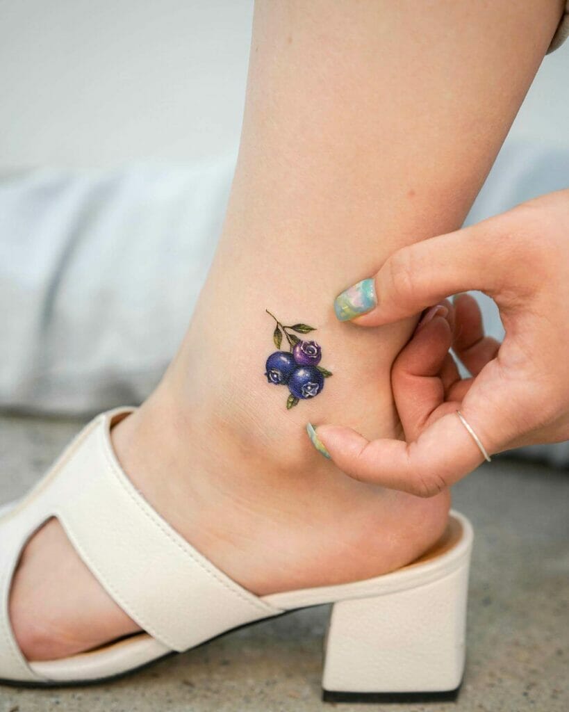 Blueberry Tattoo On Ankle