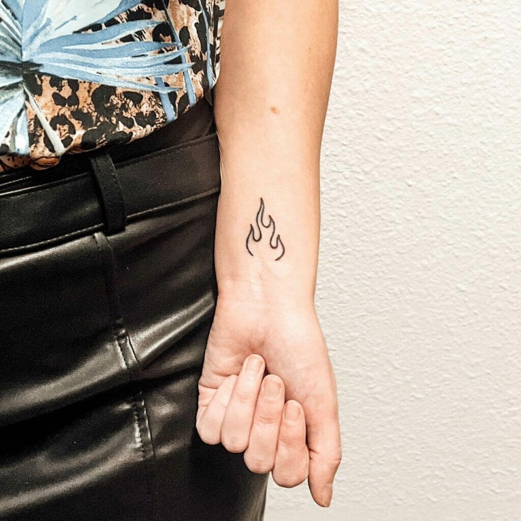 Simple Flame Wrist Tattoos
