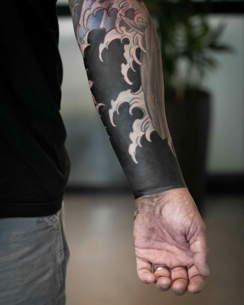 Blackwork Half Sleeve Cloud Tattoo Designs