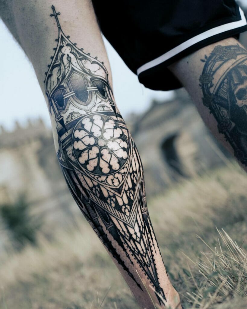 Mixed Cathedral Architecture Tattoo Designs