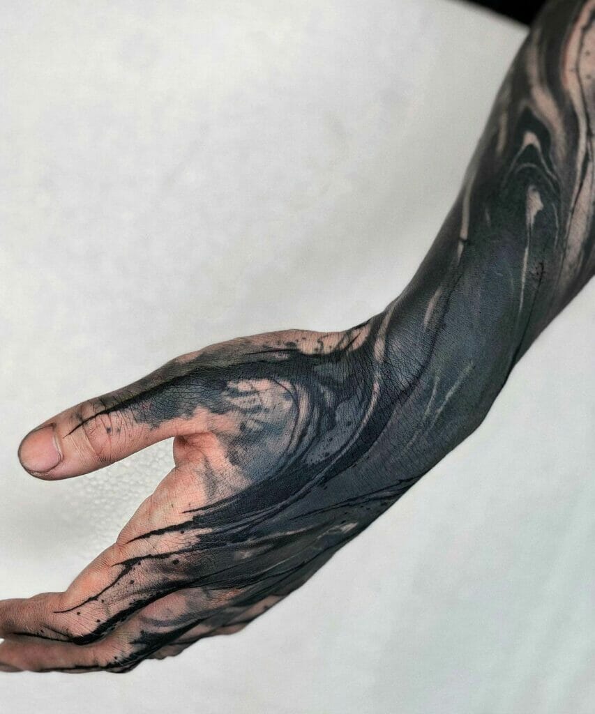 Black On Black Unique Wrist And Hand Tattoos
