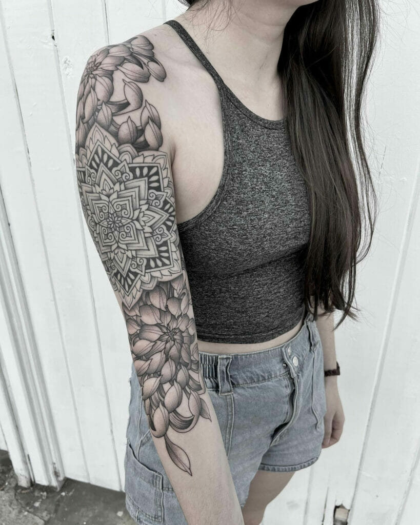 Female Classy Half Sleeve Tattoo