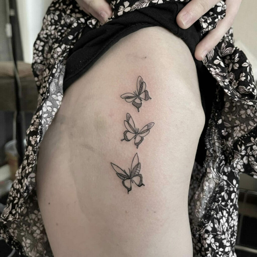 Artistic Butterfly Hip Tattoo