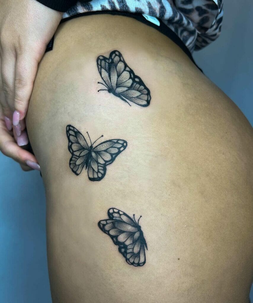Simple Butterfly Tattoo On Hip