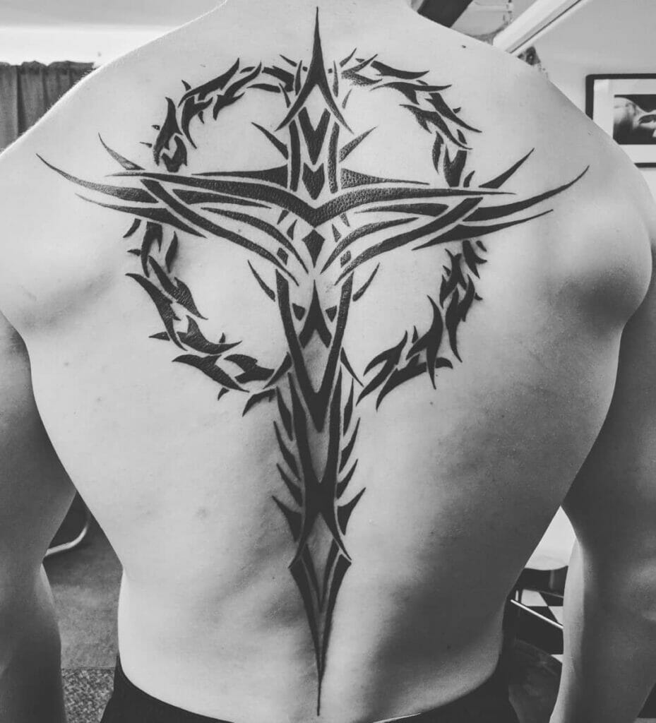Thorny Tribal Cross Tattoo