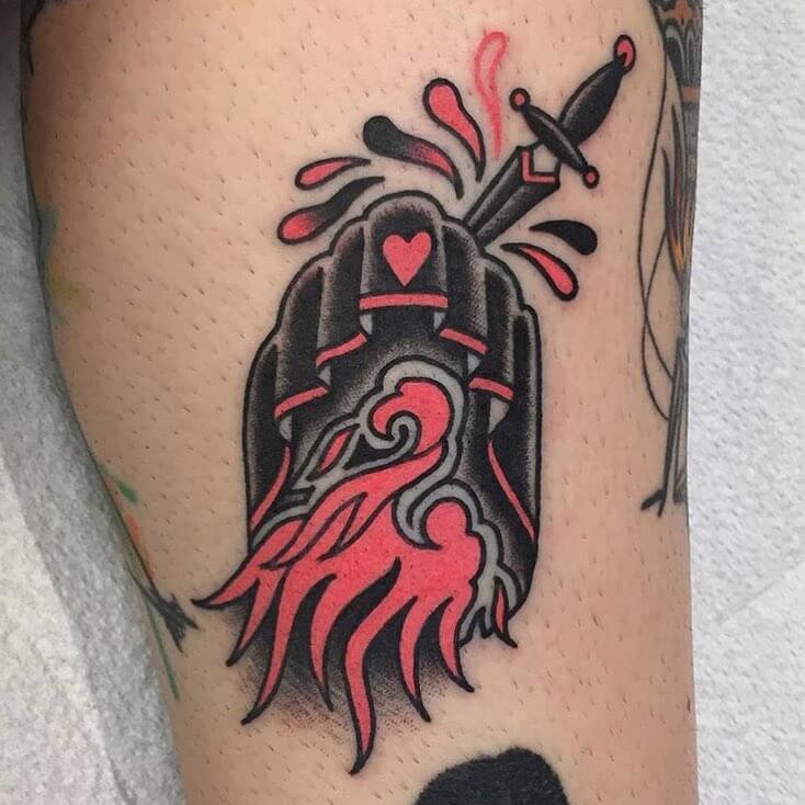 Flaming Cloak And Dagger Tattoo