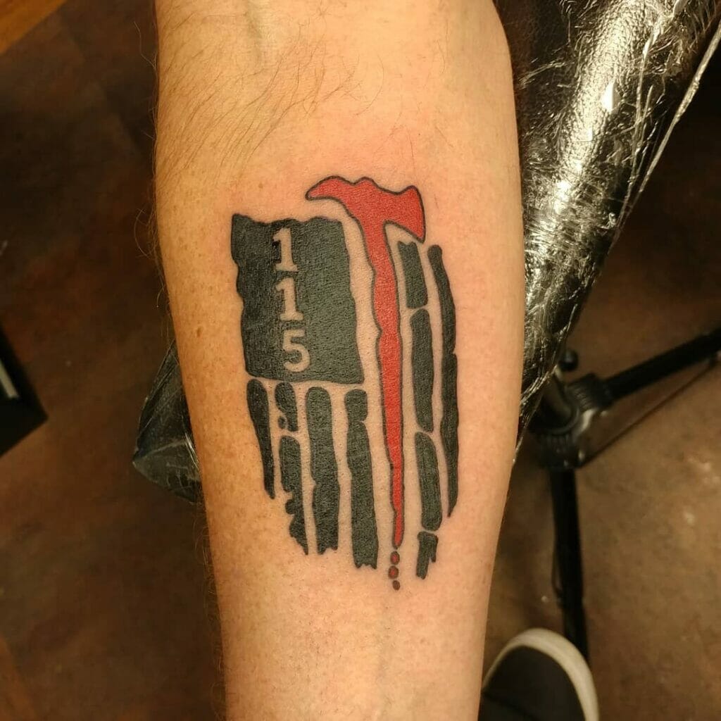 Thin Red Line Flag Tattoo With Numbers