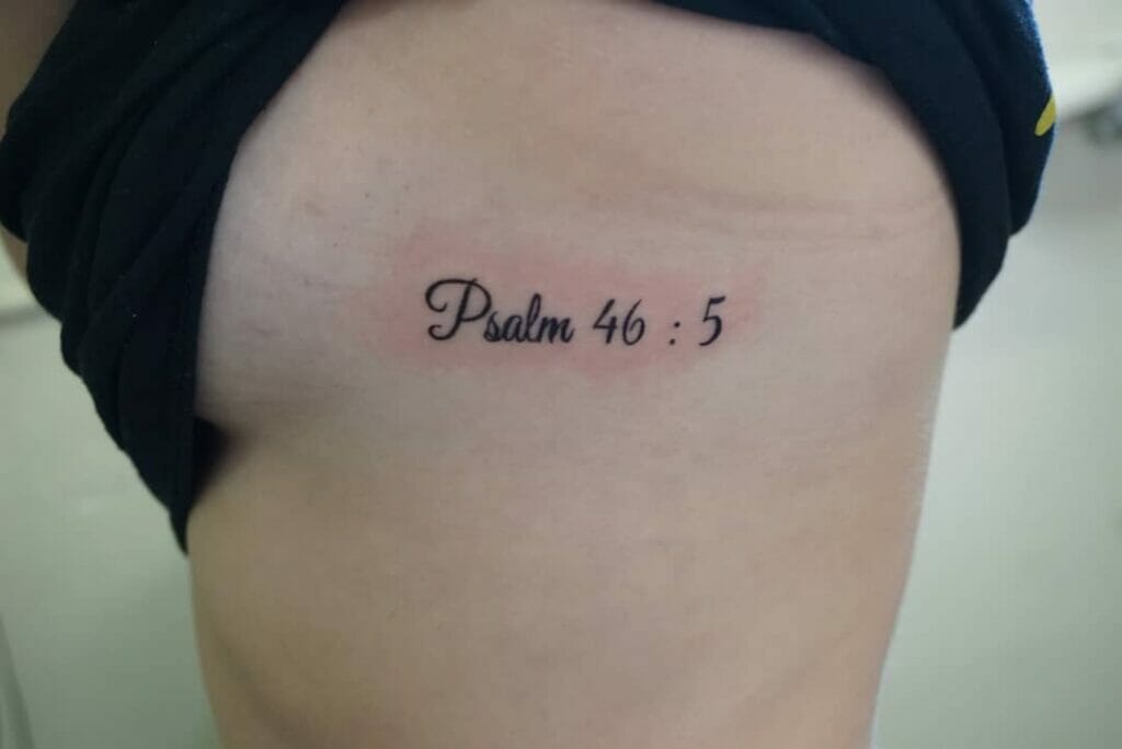 Psalm 46 5 Tattoo On The Side Leg