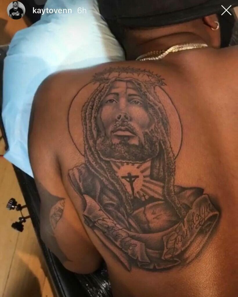 Back Black Jesus Tattoo Design