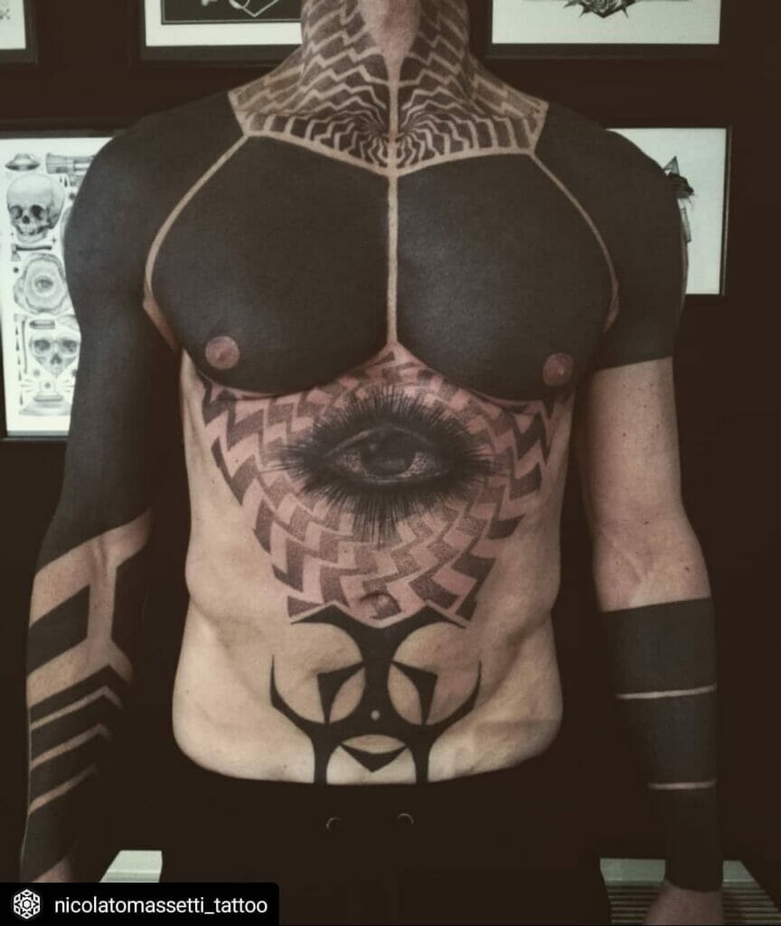 Chest And Stomach Tattoo