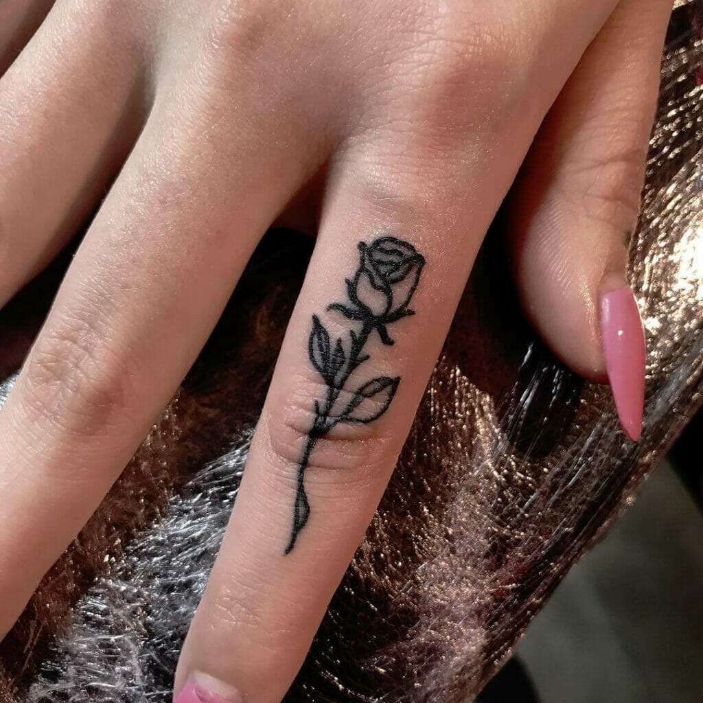 Cute Black Rose Flower Tattoo Design
