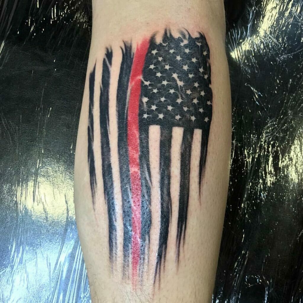 Thin Red Line Flag Tattoo