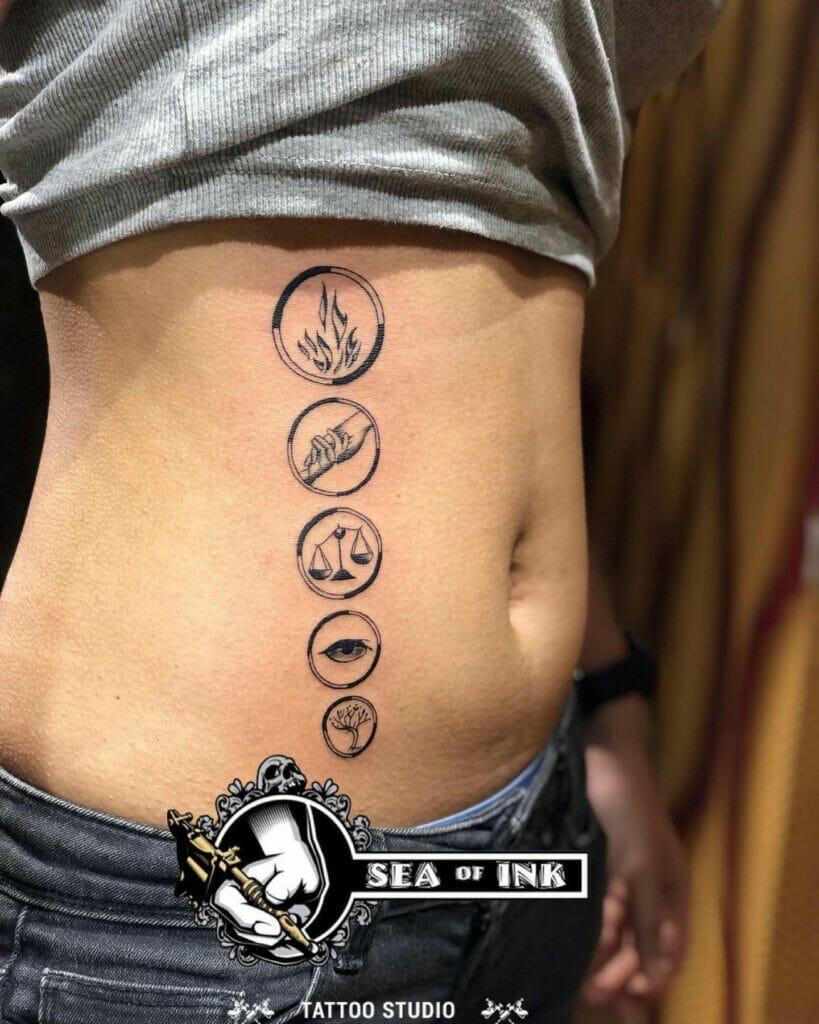 Divergent Four Tattoo On Belly