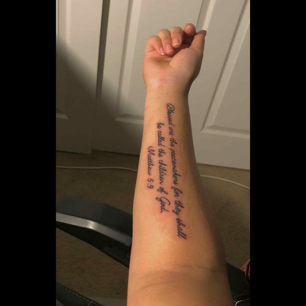Blessed Are The Peacemakers Handwriting Tattoo
