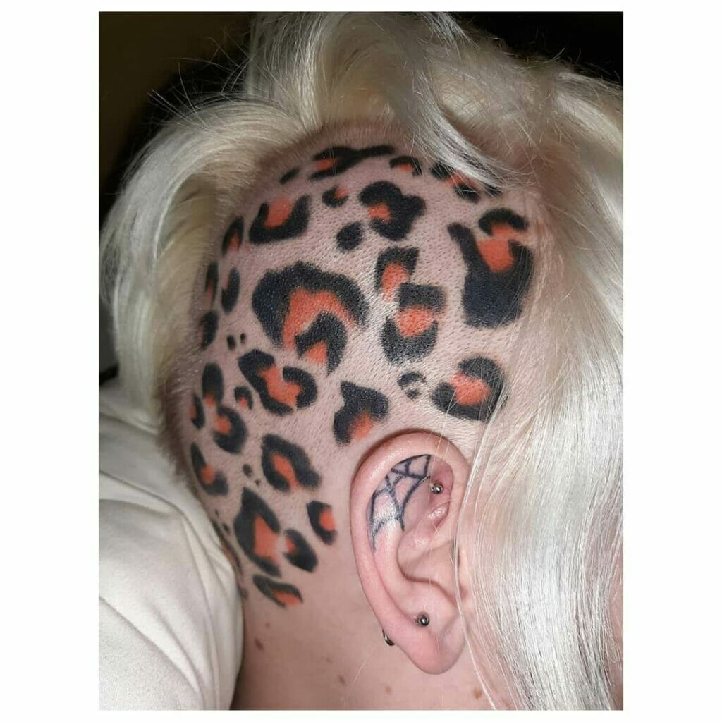 Badass Leopard Print Head Tattoo Idea