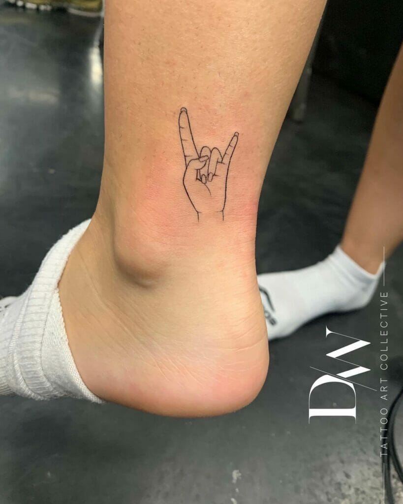 Sign Language I Love You Ink On Ankle