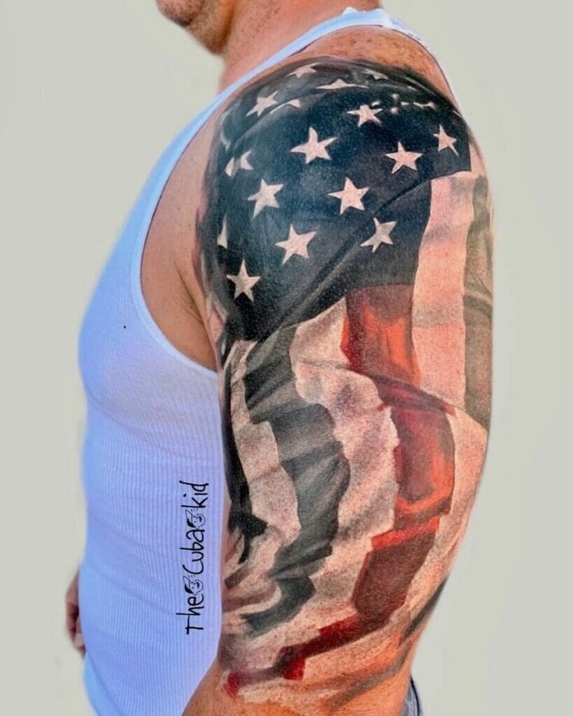 Red Line Firefighter Flag Tattoo