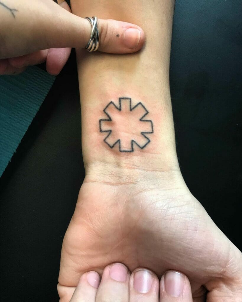 Simple Tattoo Of Red Hot Chili Peppers
