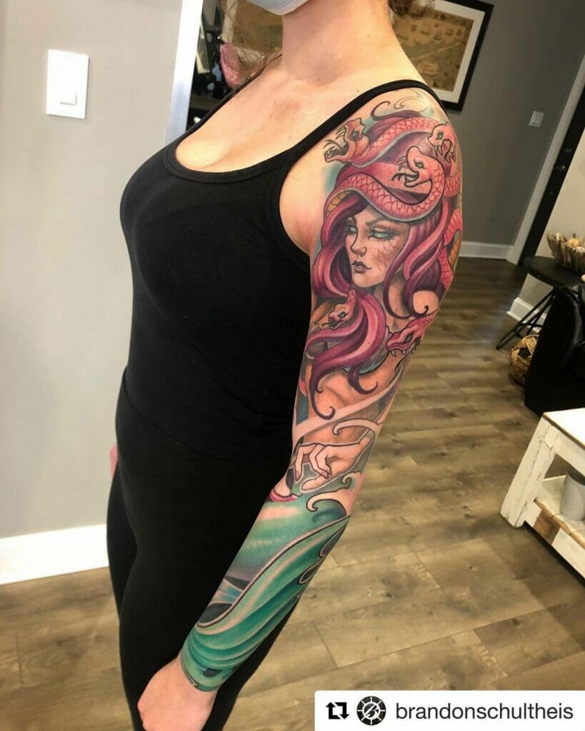 Colorful Medusa Tattoo