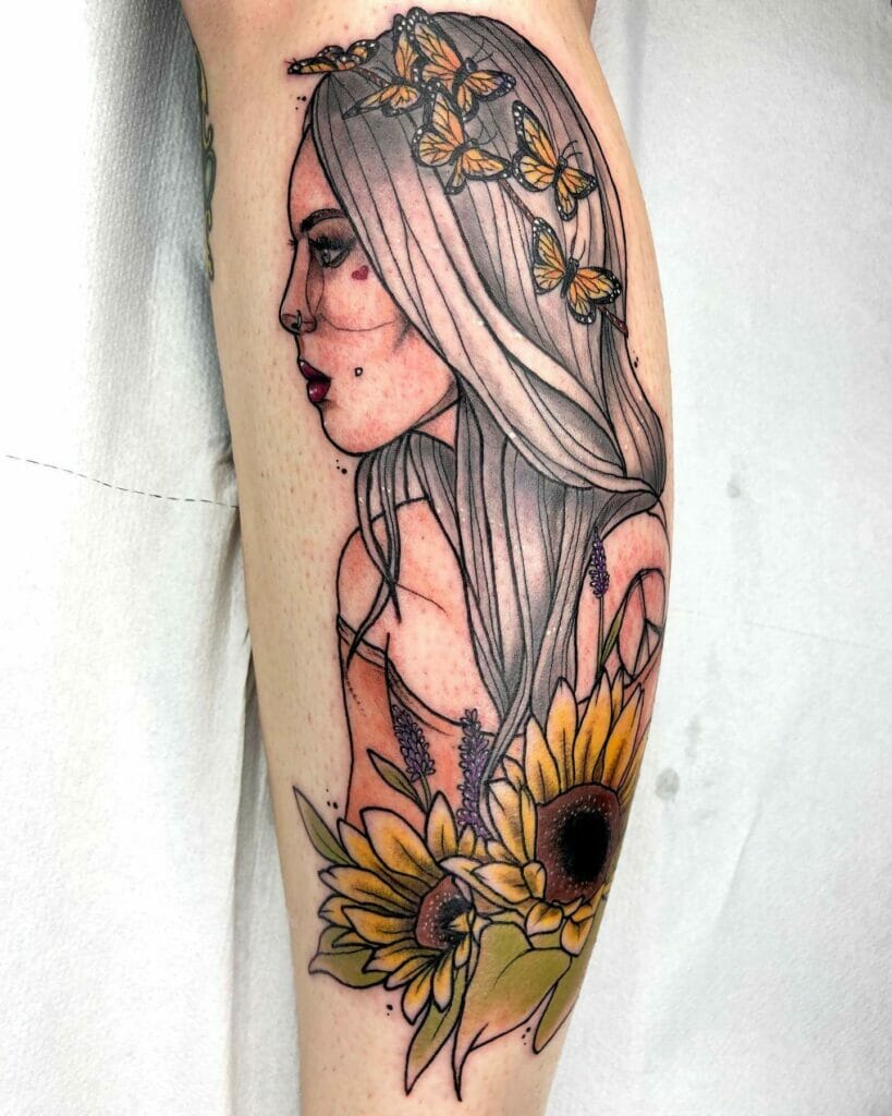 Neo-Traditional Gypsy Lady Tattoo