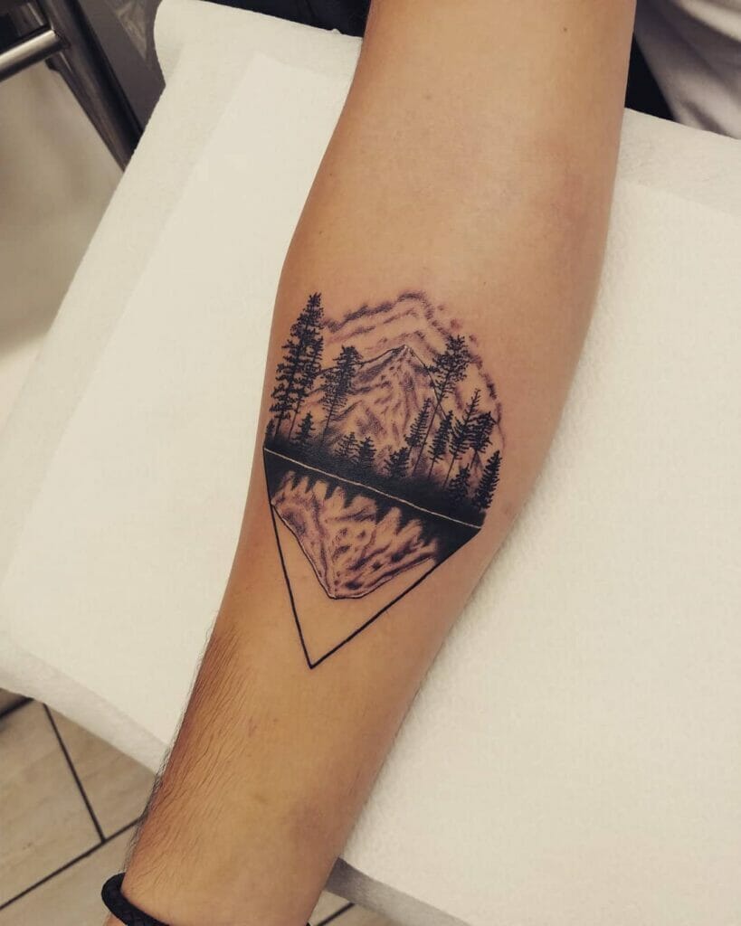 Mountain And Lake Tattoo