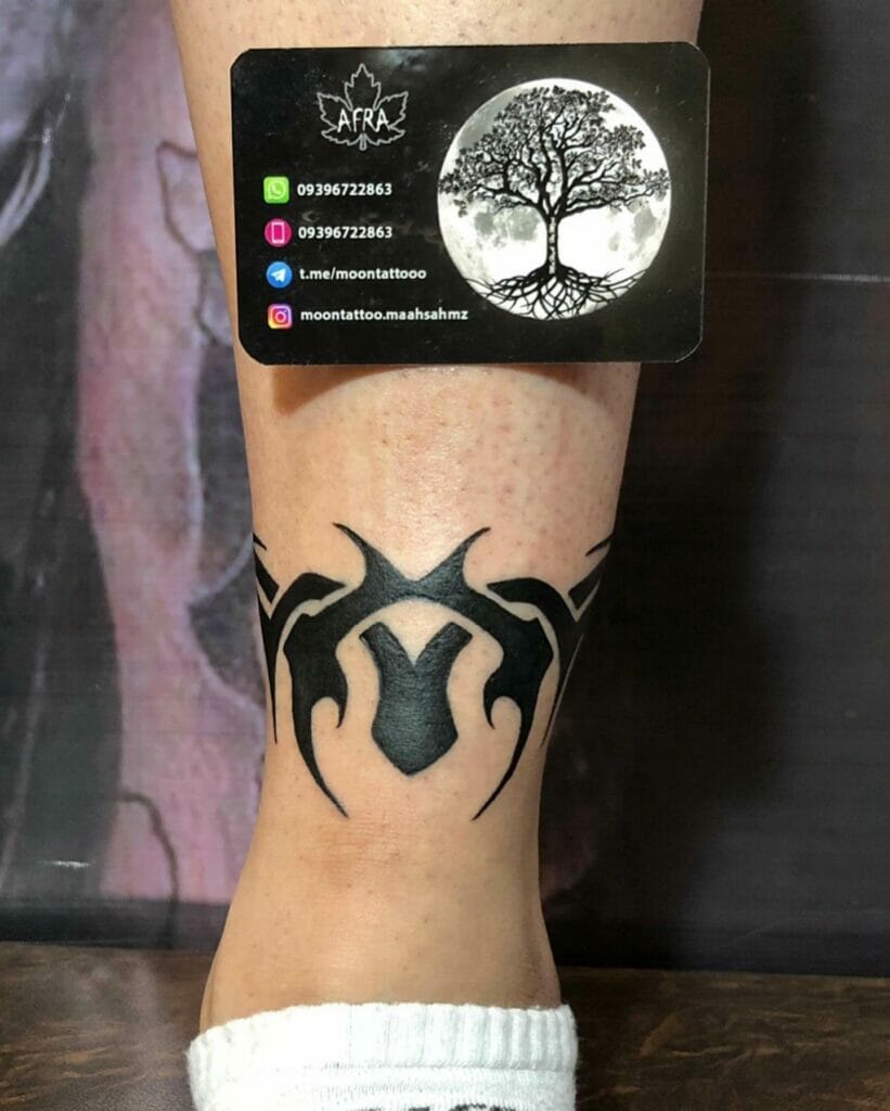 Modern Tribal Ankle Tattoo