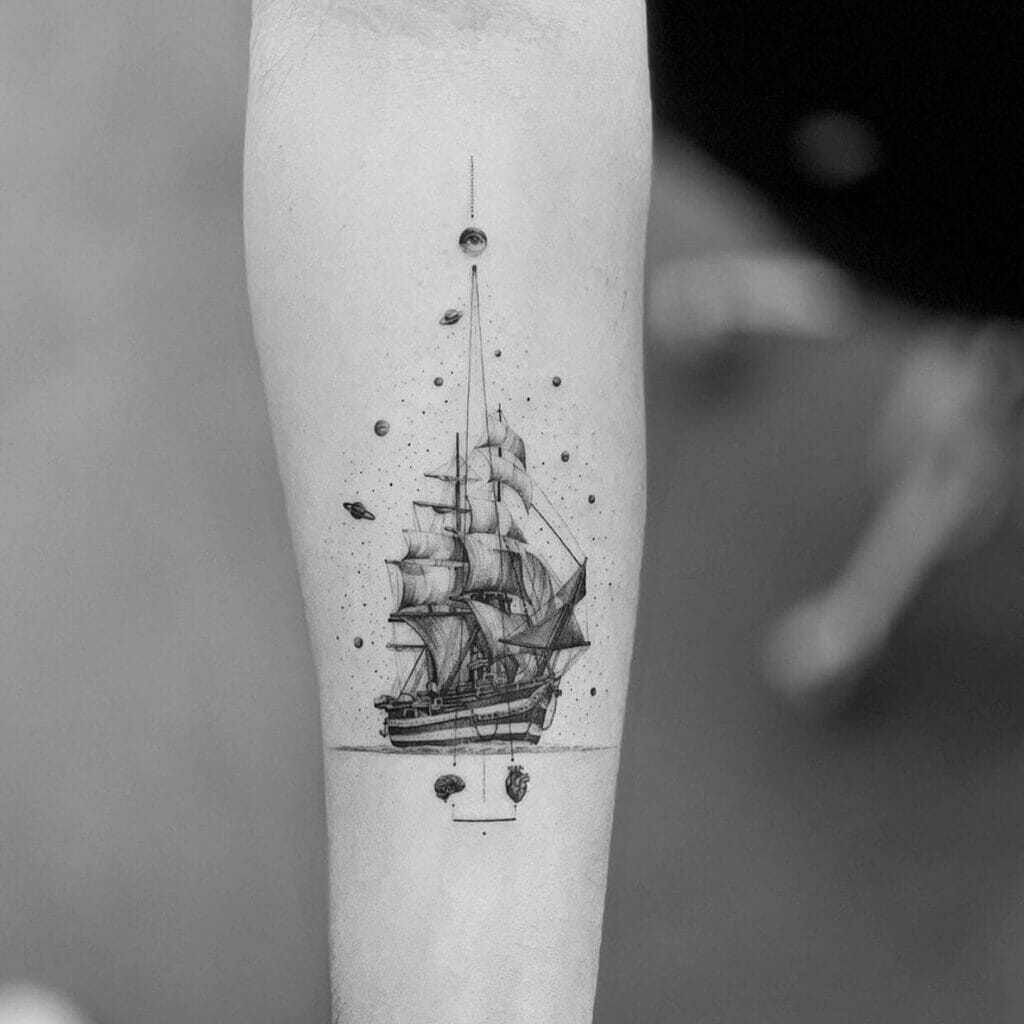Ship Micro Realism Tattoo