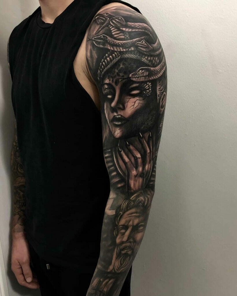 Simple Medusa Sleeve Tattoo