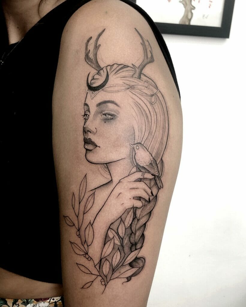 Feminine Artemis Goddess Tattoo